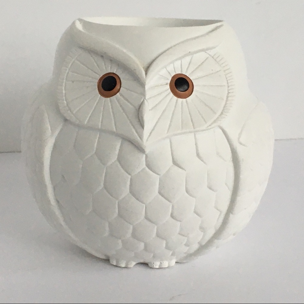 Partylite Nature's Love Mama Owl White Votive Candle Holder EUC ceramic birds